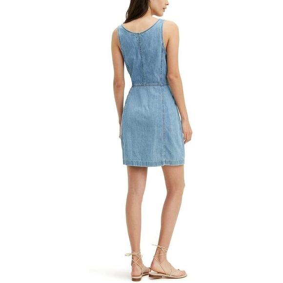 Levis Women Alisha Way Back When Dress Medium Blue Denim Button Down Mini Sheath - Picture 3 of 11